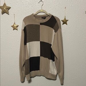 Dockers Men's Crewneck Colorblock Sweater - Black, Brown, Cream